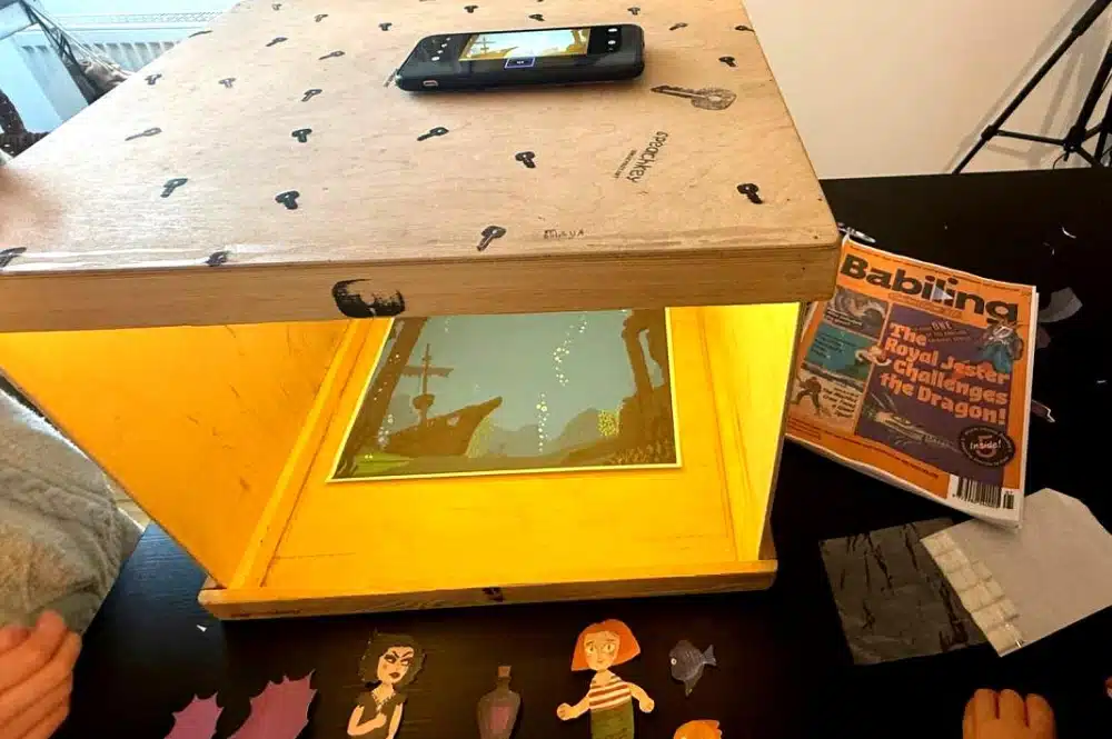 Children creating stop-motion animation with the Babilling Animation Kit